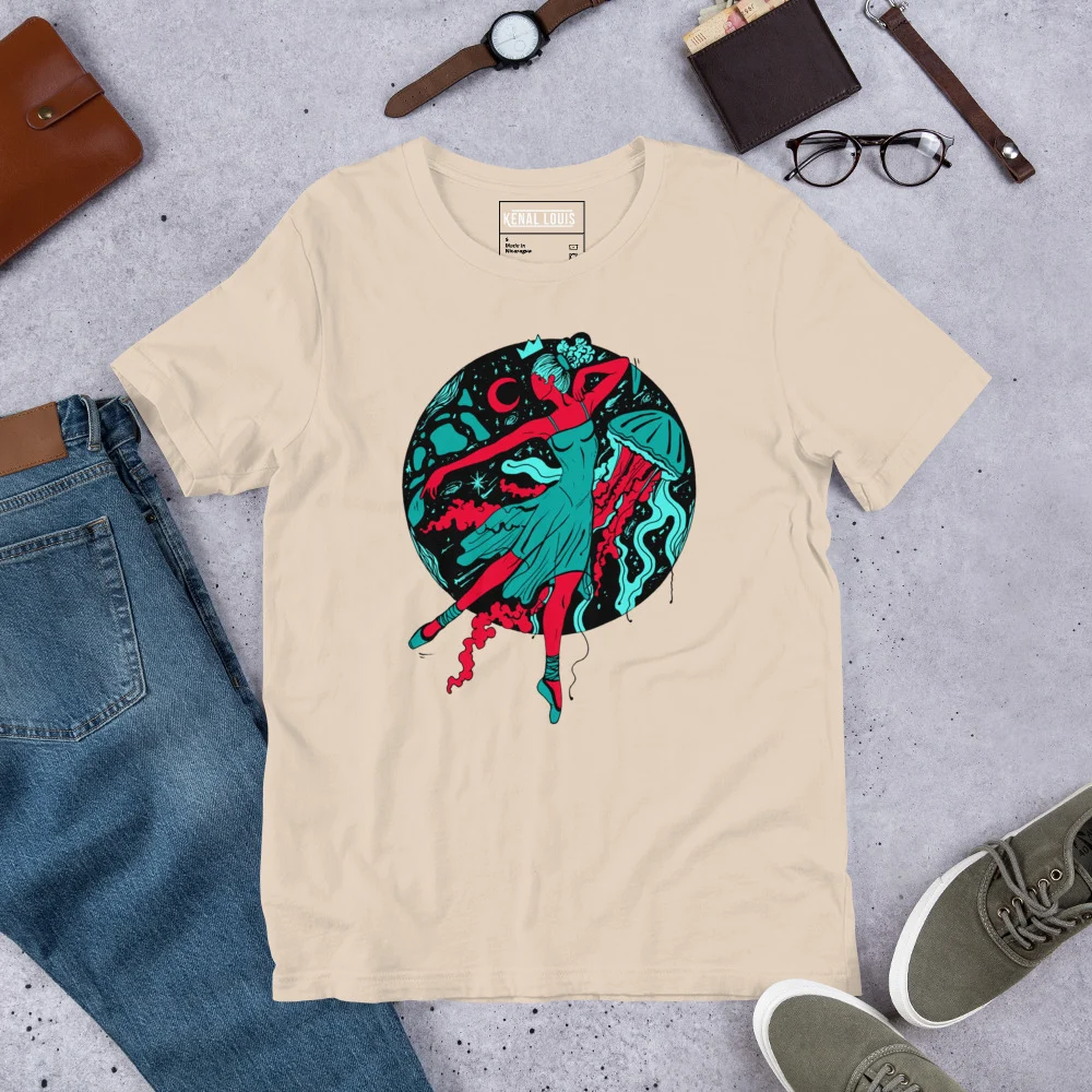 Turquoise Red The Oceanic Dancer | Ballerina Drawing T-shirt - Image 9