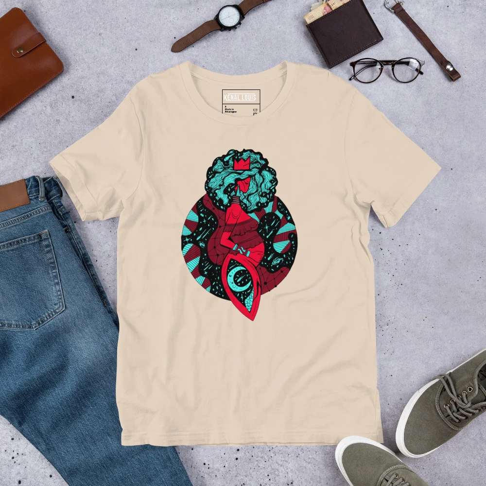 Turquoise Red Birth of Sahelle | Art gift for Mom T-shirt - Image 9