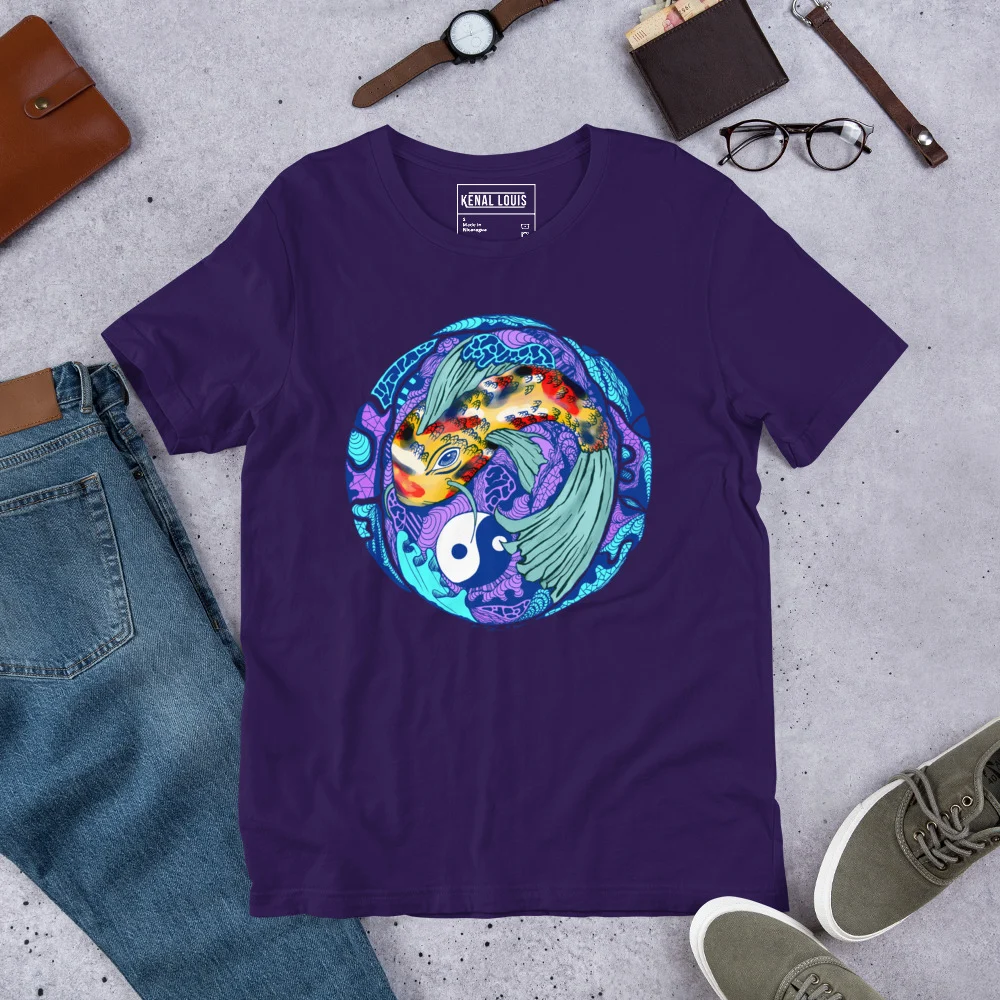 Blue Koi of Balance - Koi Fish T-shirt - Image 5