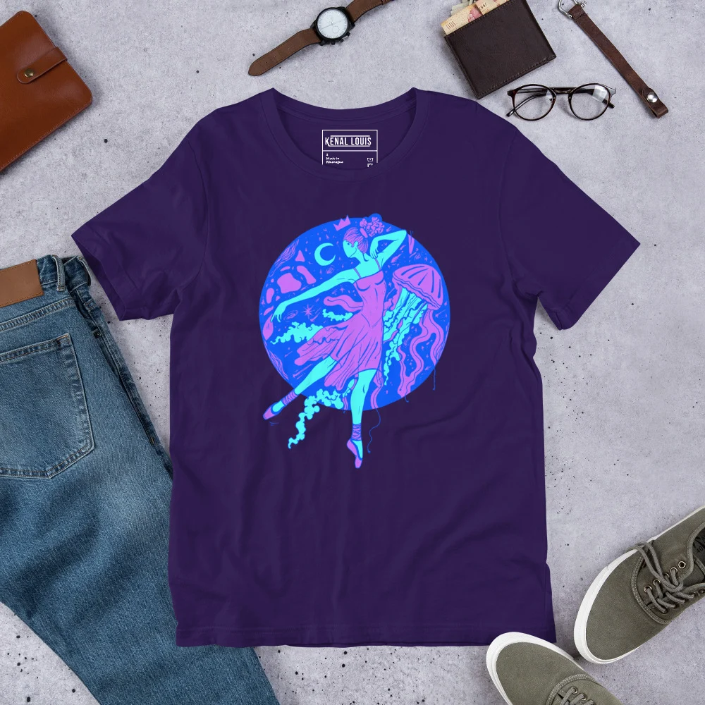 Blue The Oceanic Dancer | Ballerina Drawing T-shirt - Image 5