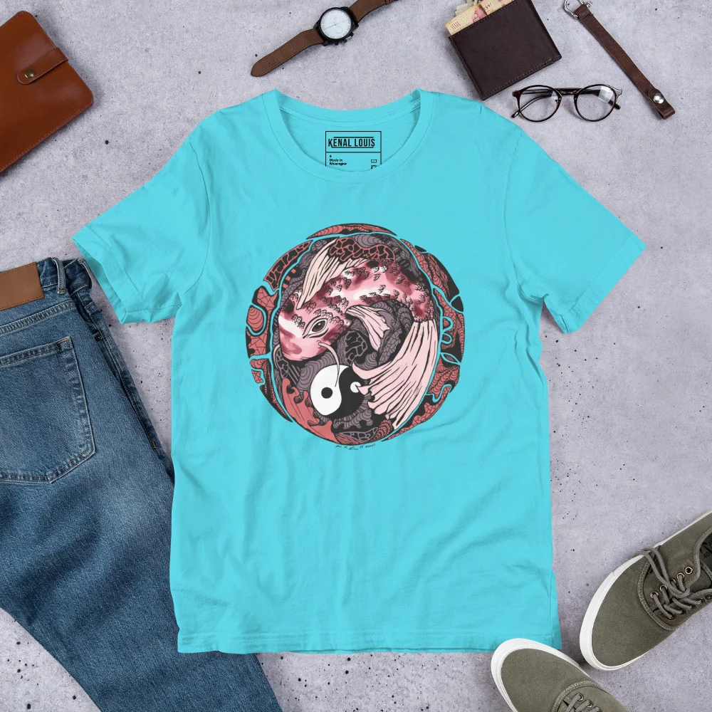 Amber and Rose Koi of Balance - Koi Fish T-shirt - Image 7
