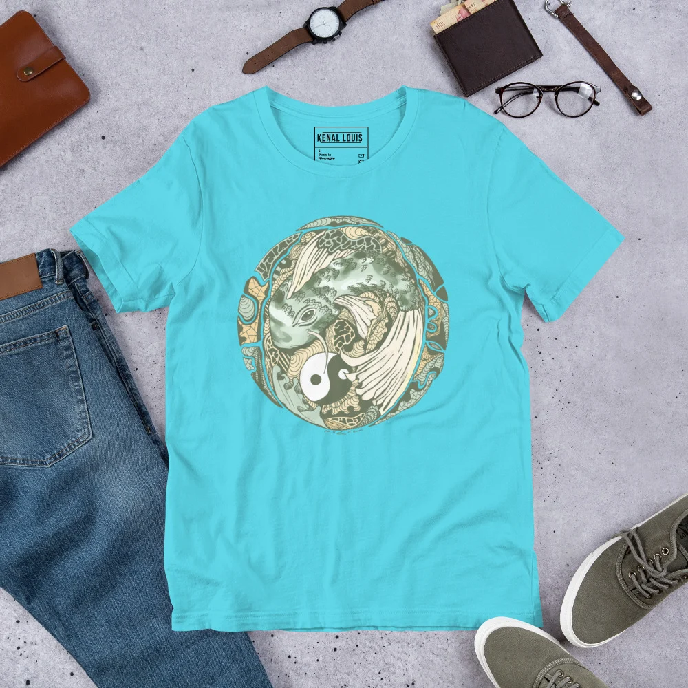 Sage Green Koi of Balance - Koi Fish T-shirt - Image 7