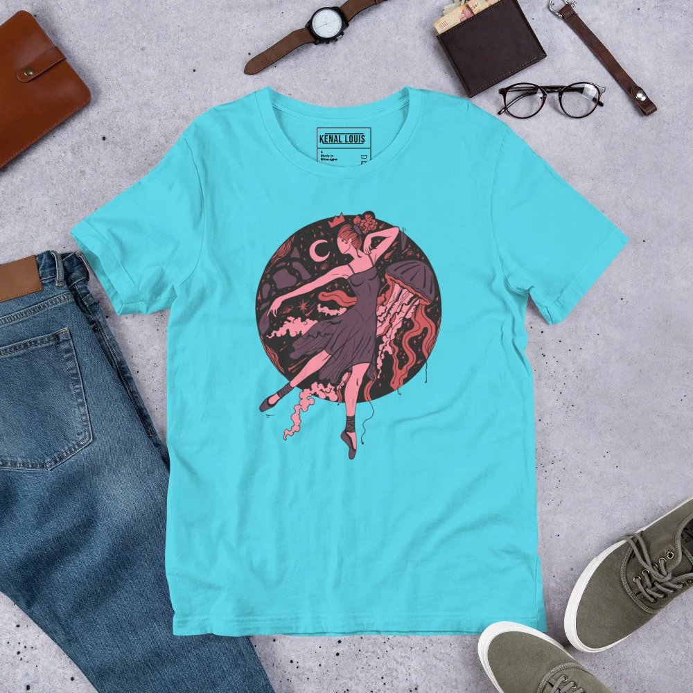Amber and Rose The Oceanic Dancer | Ballerina Drawing T-shirt - Image 7