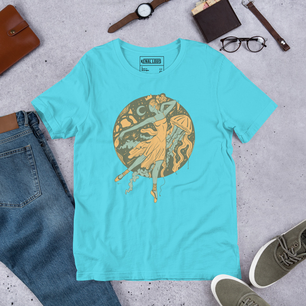 Sage Green The Oceanic Dancer | Ballerina Drawing T-shirt - Image 7