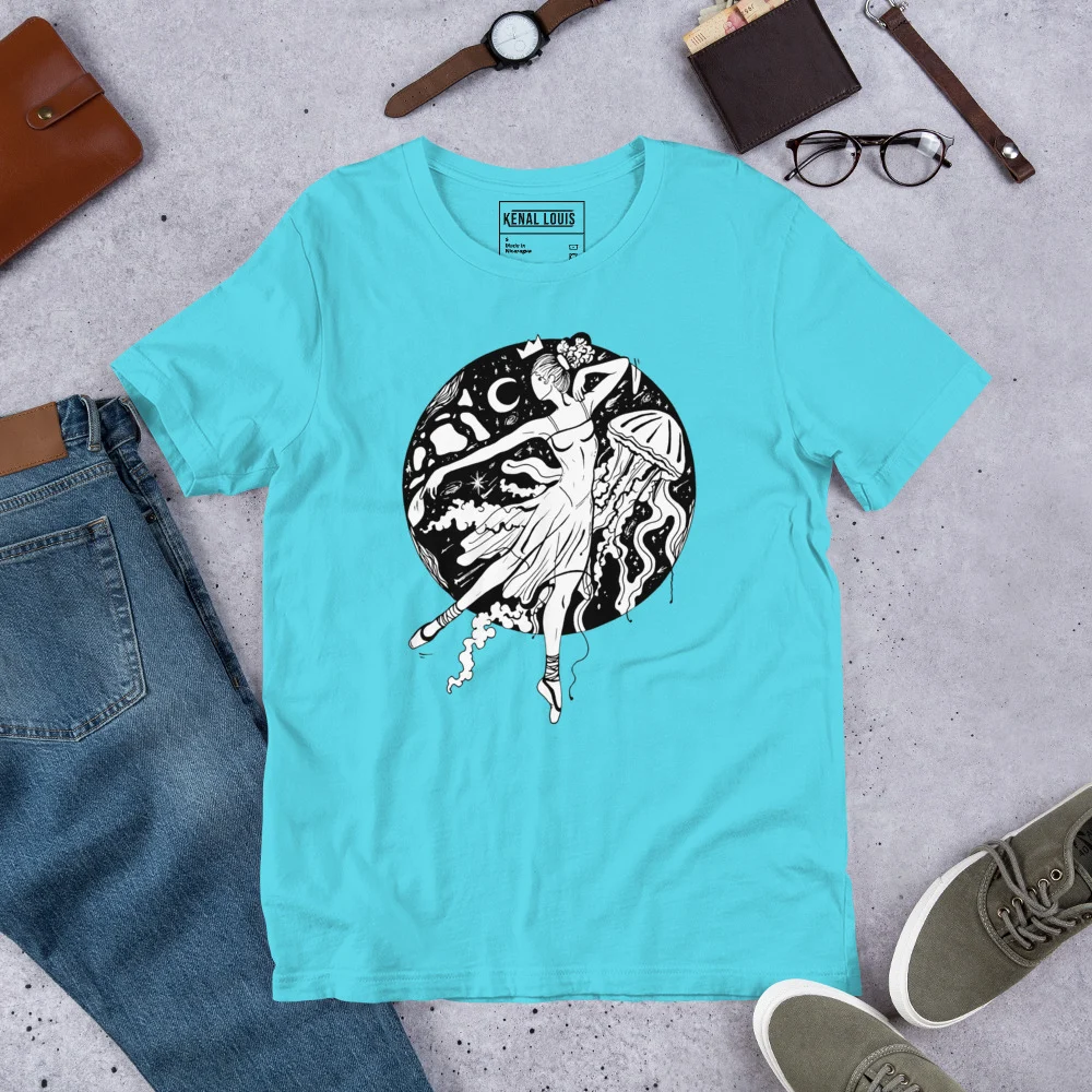 The Oceanic Dancer | Ballerina Drawing T-shirt - Image 7