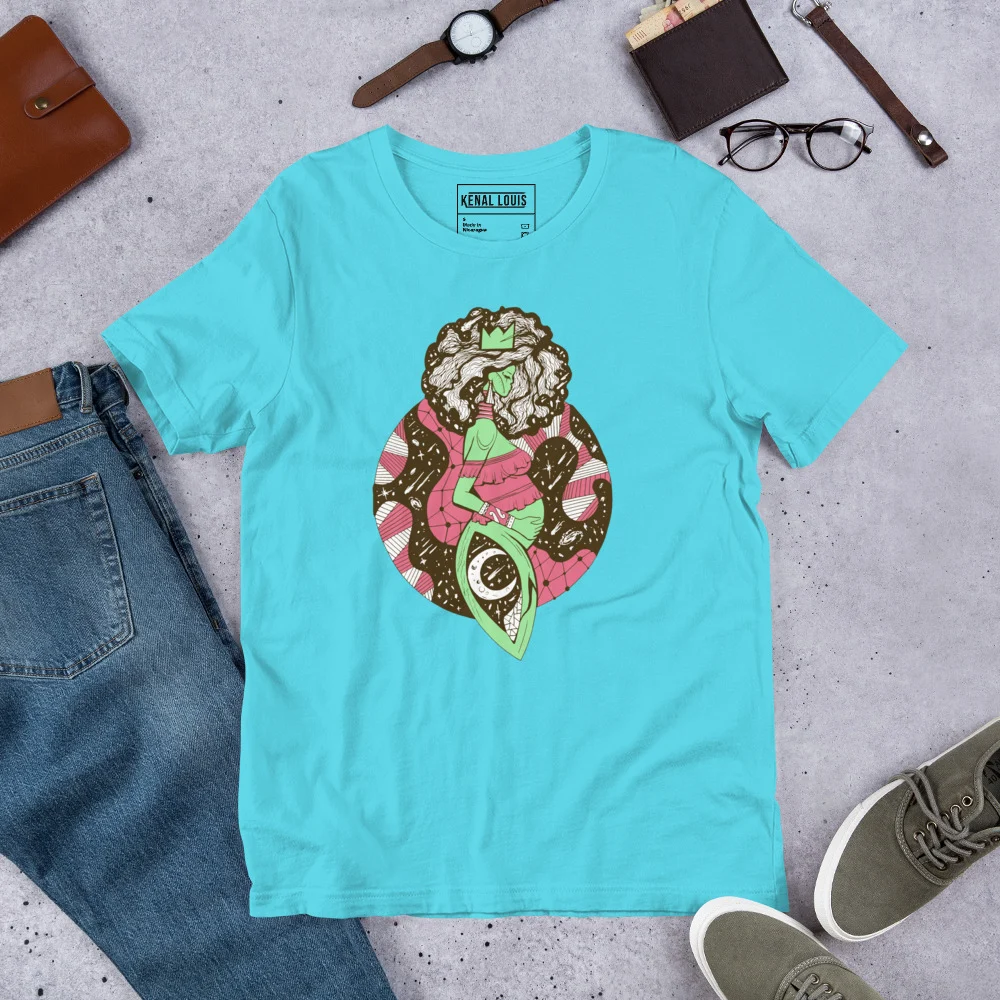 Pink and Green Birth of Sahelle | Art gift for Mom T-shirt - Image 7