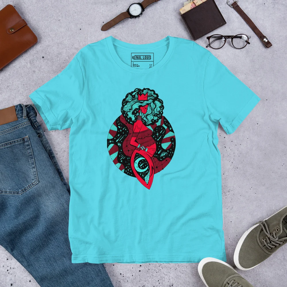 Turquoise Red Birth of Sahelle | Art gift for Mom T-shirt - Image 7