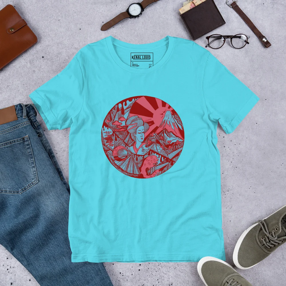 Pastel Blue Dreaming of Japan - Japanese Circle T-shirt - Image 7