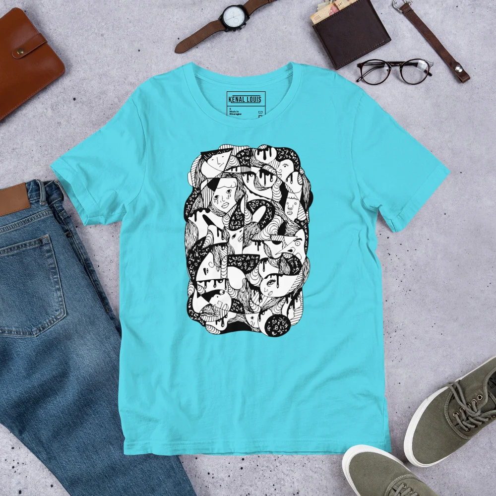 10 Faces and Numbers Abstract T-shirt | Abstract Art T-shirt - Image 8