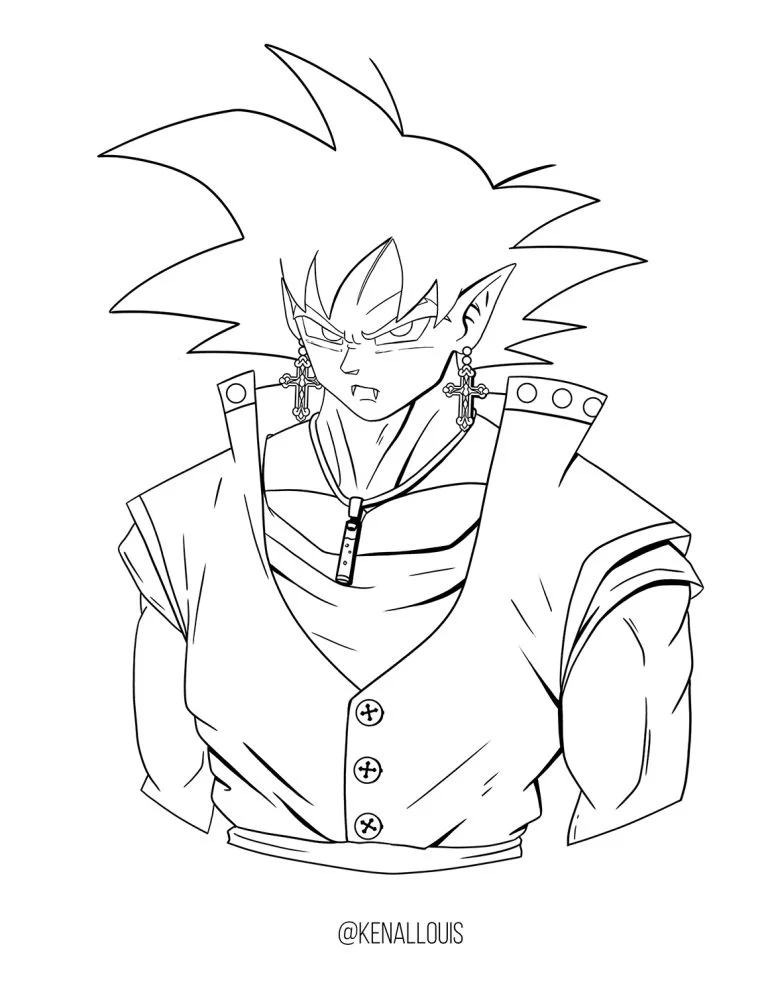 Goku Coloring Page | Goku as a Vampire | Dragon Ball Z Drawing coloring page