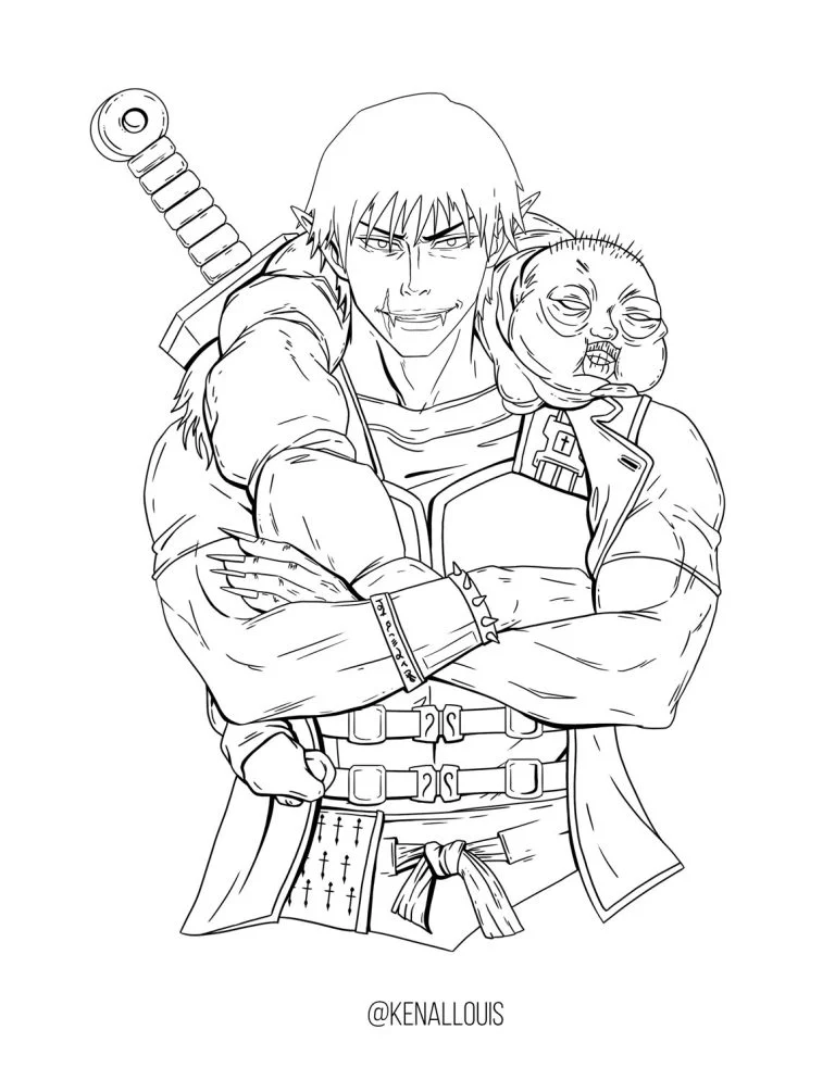 Toji Coloring Page | Toji Fushiguro as a Vampire | Jujutsu Kaisen Drawing coloring page