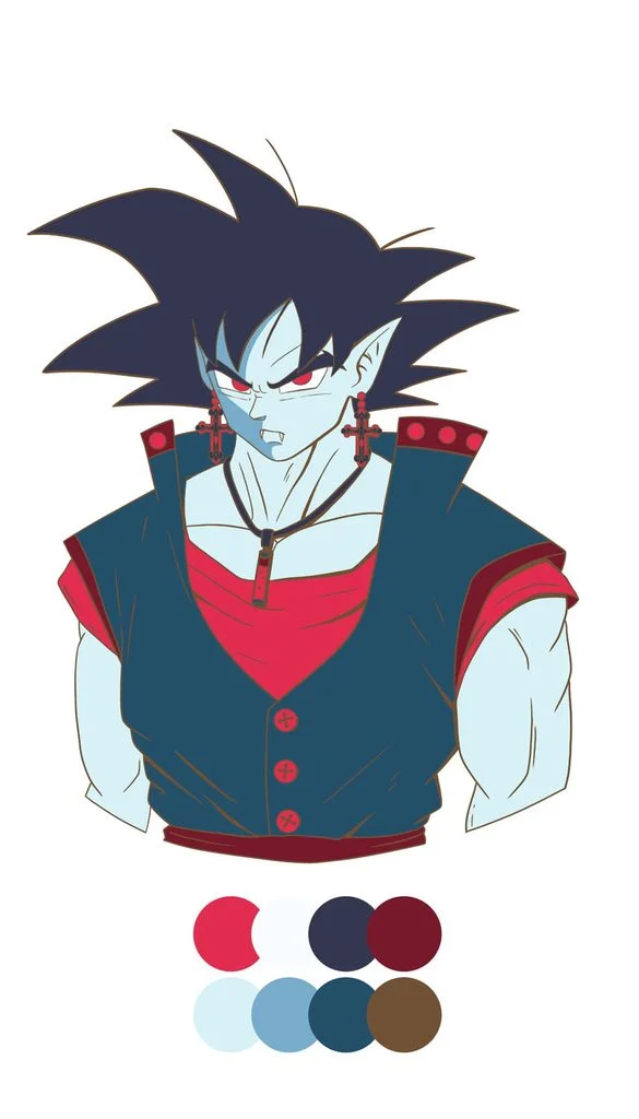 Draw Goku easy with flat base colors for skin, hair, vest, and red details