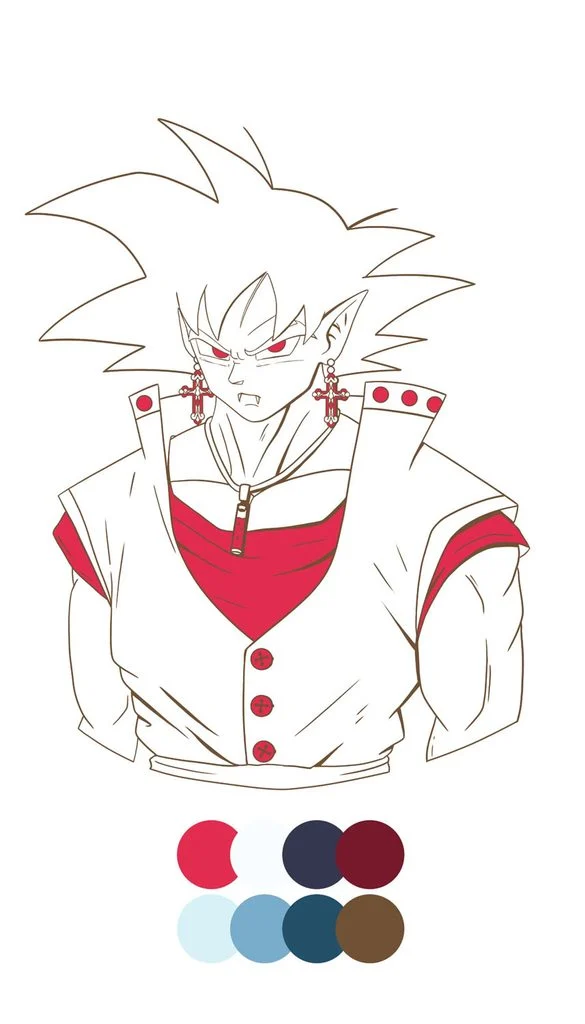 How do you draw Goku with color, an eight color palette beside the base colors