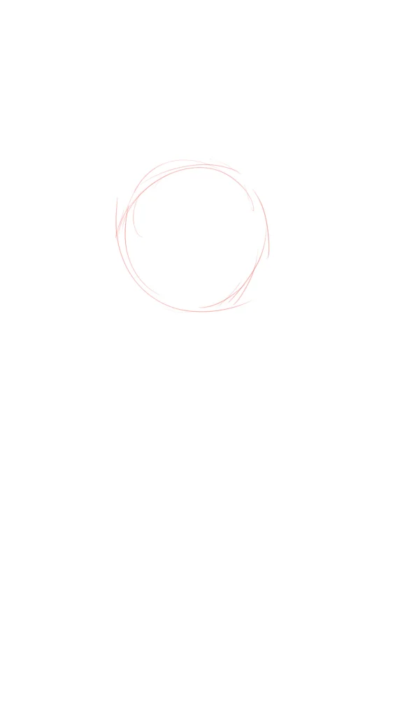 How to draw Goku circle guide for the head, first step of a vampire Goku drawing