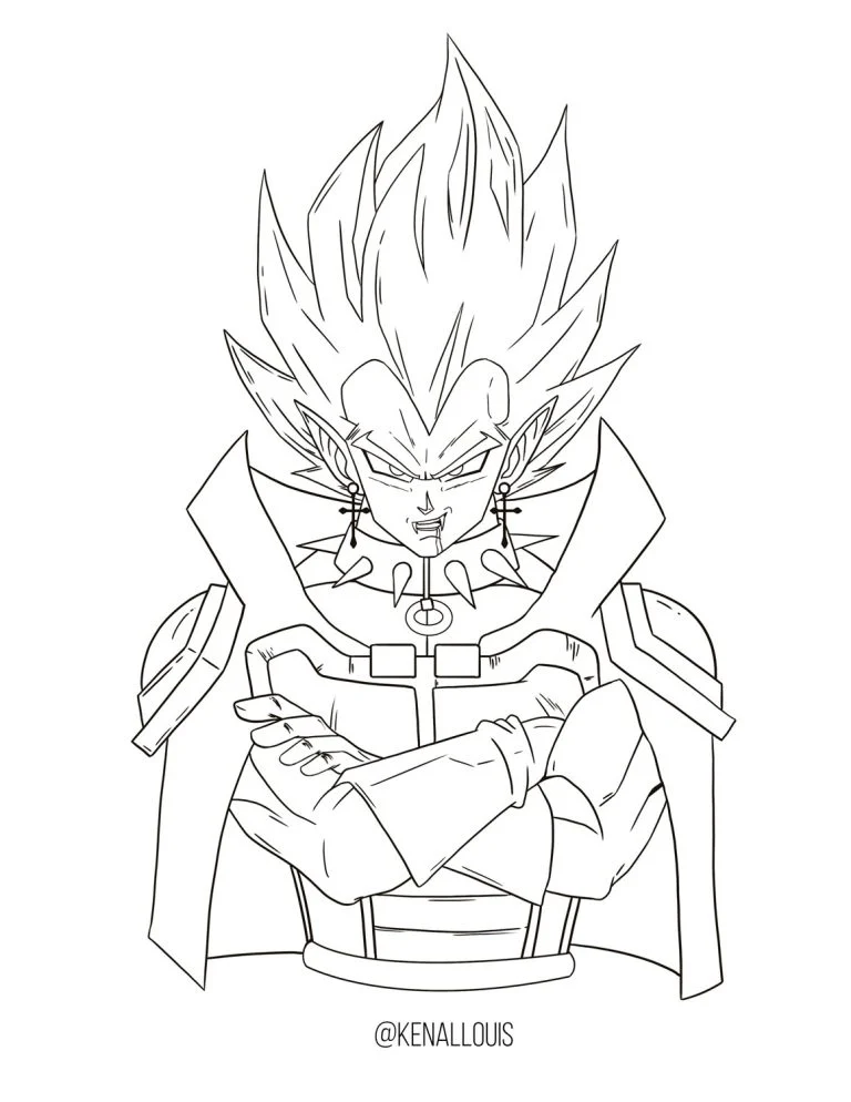 Vegeta Coloring Page | Vegeta as a Vampire | Dragon Ball Z Drawing coloring page